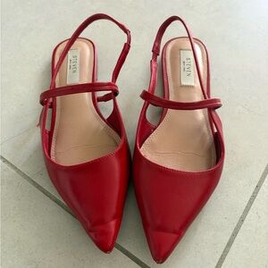 Red Pointed Slingback Flats 7